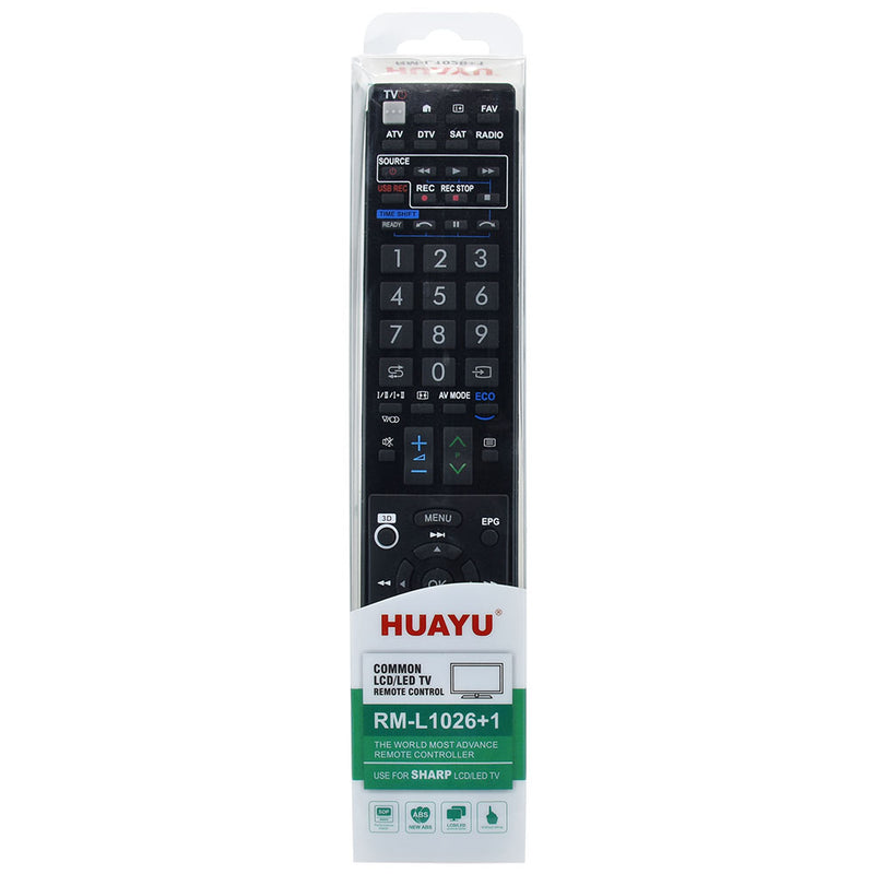 RISHIL WORLD Huayu RM-L 1026+1 Universal Remote Control RM-L1026 for Sharp LCD/LED TV LC-60LE741E