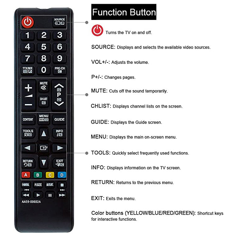 Remote Control AA59-00602A for TV UE32EH4003W UE40EH5000W  PS51E450A1W UE22ES5000