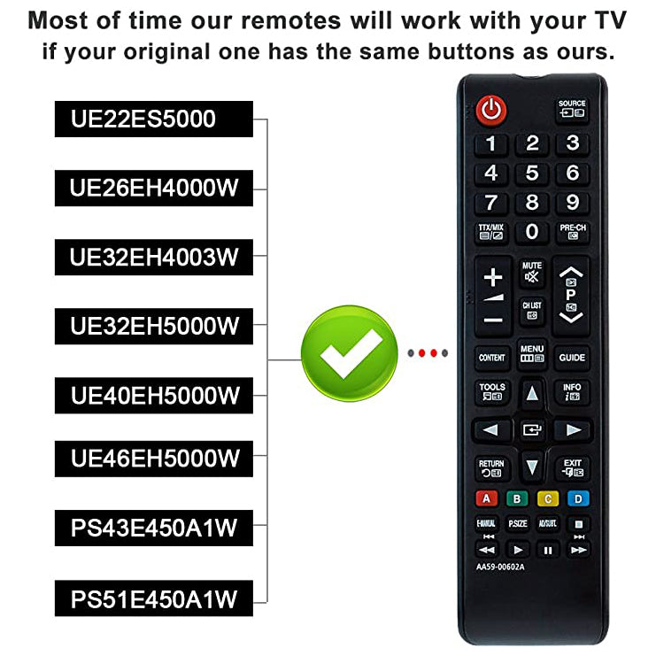 Remote Control AA59-00602A for TV UE32EH4003W UE40EH5000W  PS51E450A1W UE22ES5000