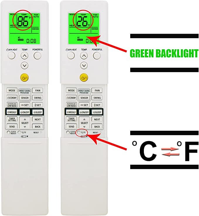 Air Conditioner Remote Control AR-REM1U ASU9RLS3Y ASU12RLS3Y ASUG09LZAS Display in Both Fahrenheit and Celsius