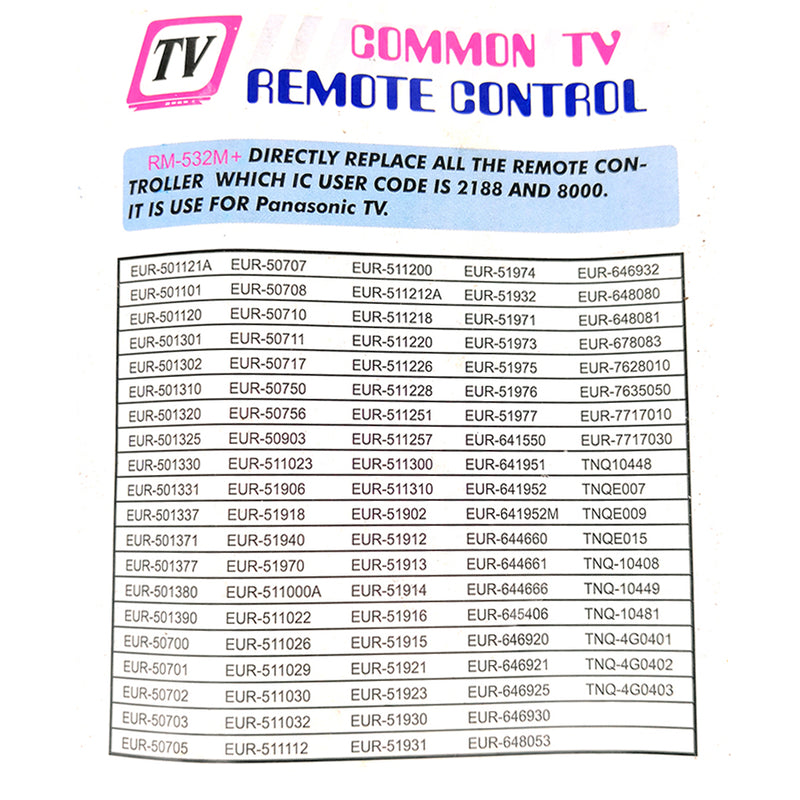 Remote Control for Under RM-532M TV Remote